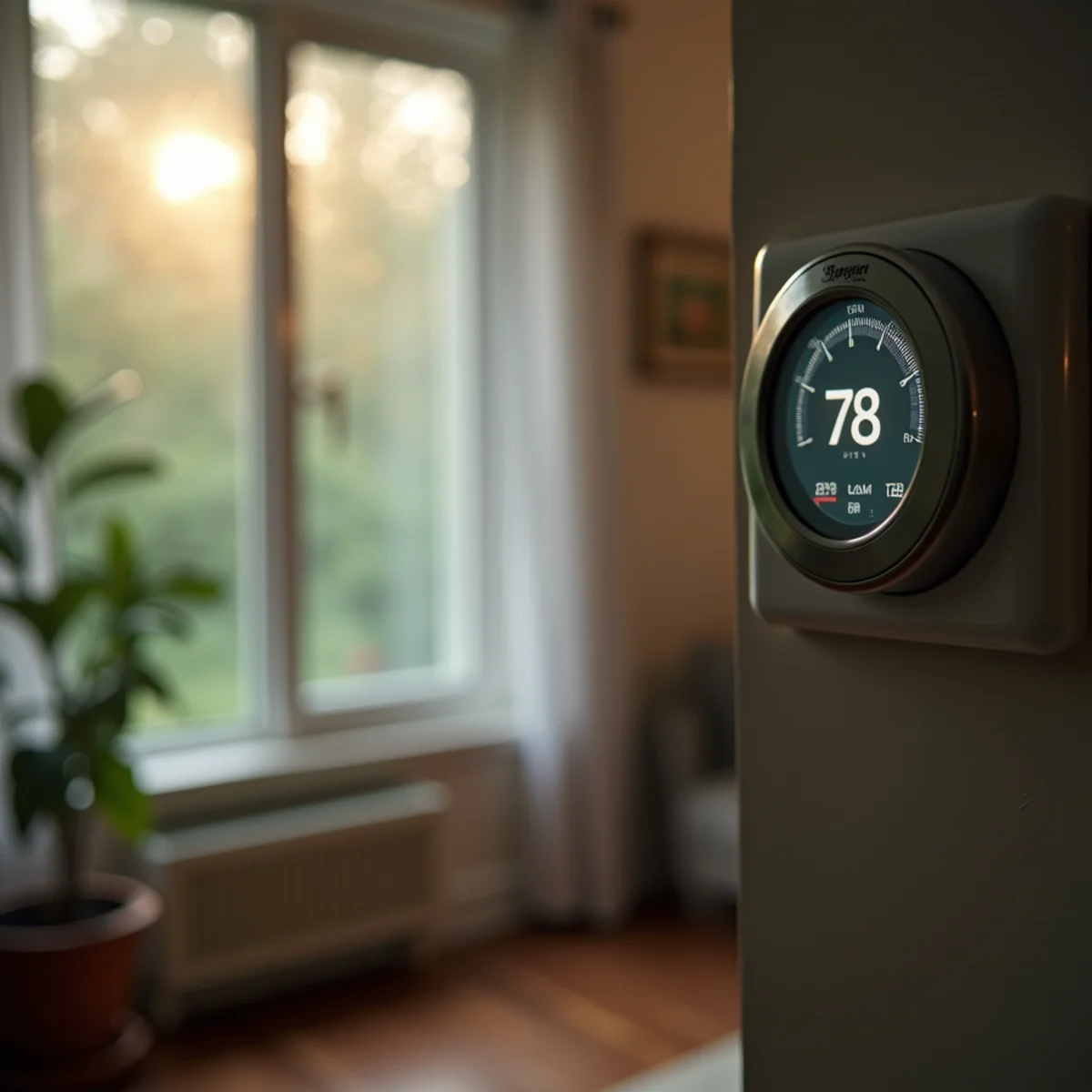 Thermostat and hygrometer showing high indoor humidity in a Georgia home during summer