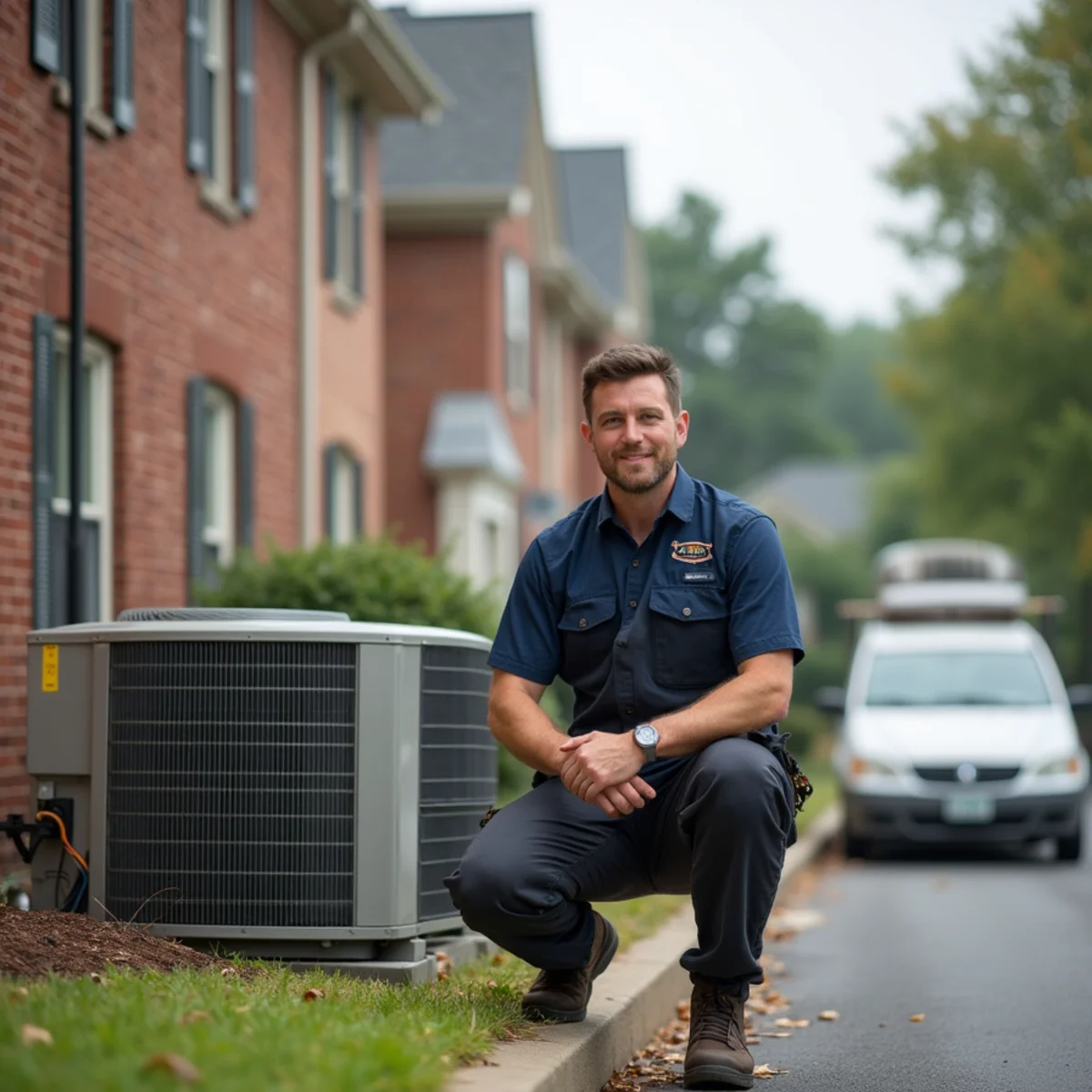 Rows of similar-aged Kennesaw subdivision homes with outdoor AC units