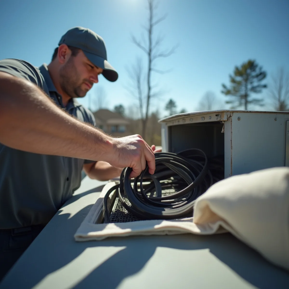 Commercial HVAC Services in progress at a Kennesaw, GA home by a licensed HVAC technician