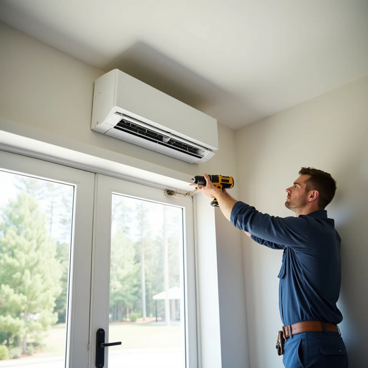 Wall-mounted ductless mini-split head cooling a bonus room in a Kennesaw, GA home