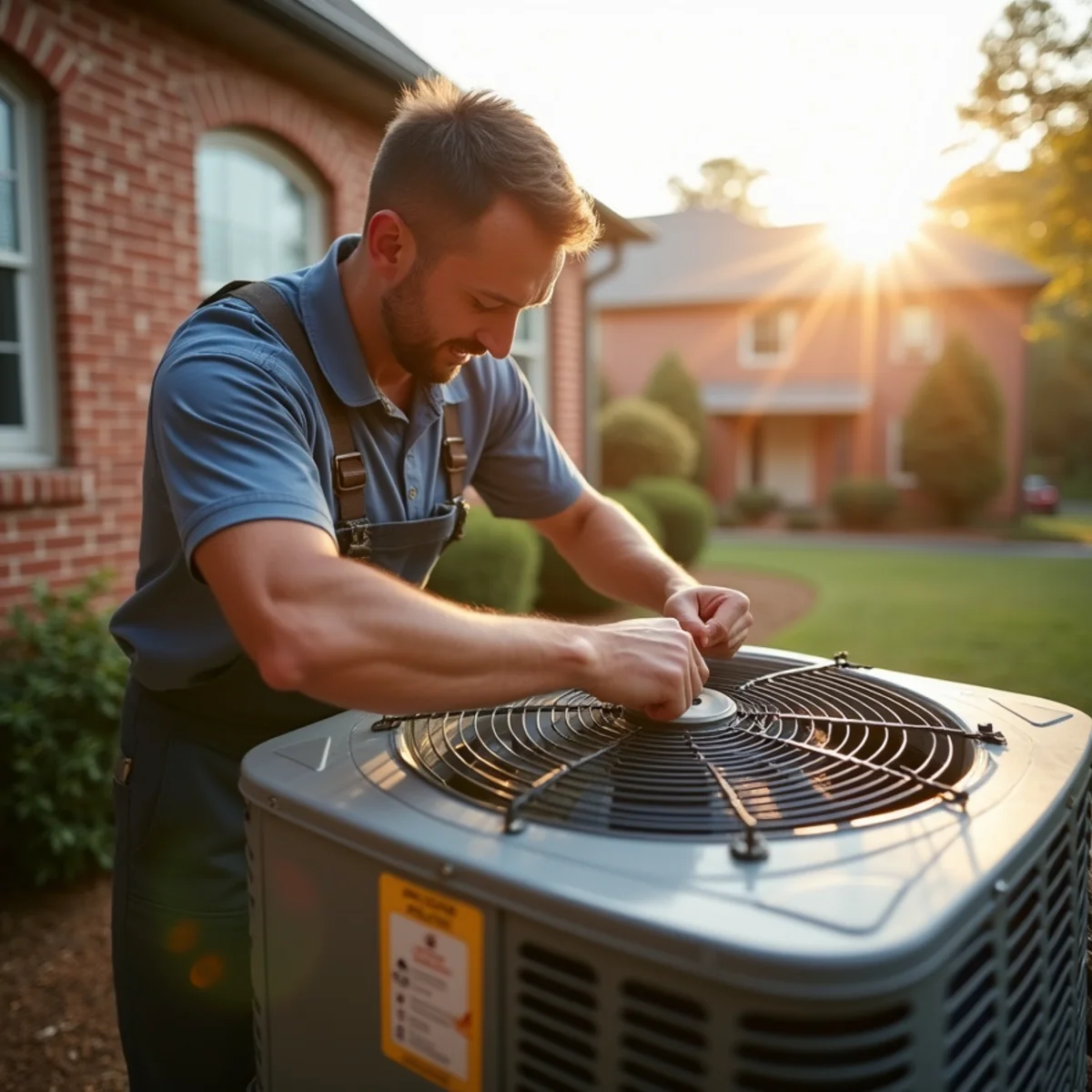 HVAC technician on an emergency AC repair during a Kennesaw, GA heat wave