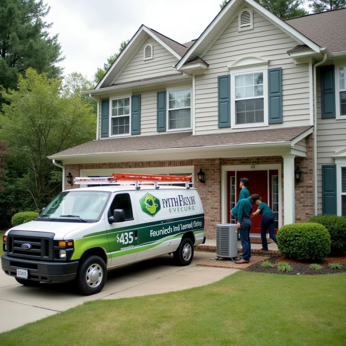 Late-1990s family home in Winterset Kennesaw with an aging air conditioner being replaced