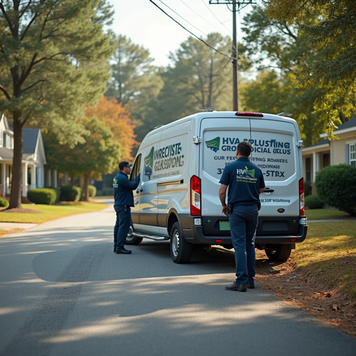 HVAC technician addressing humidity in a mill-era Austell, Georgia home near Sweetwater Creek