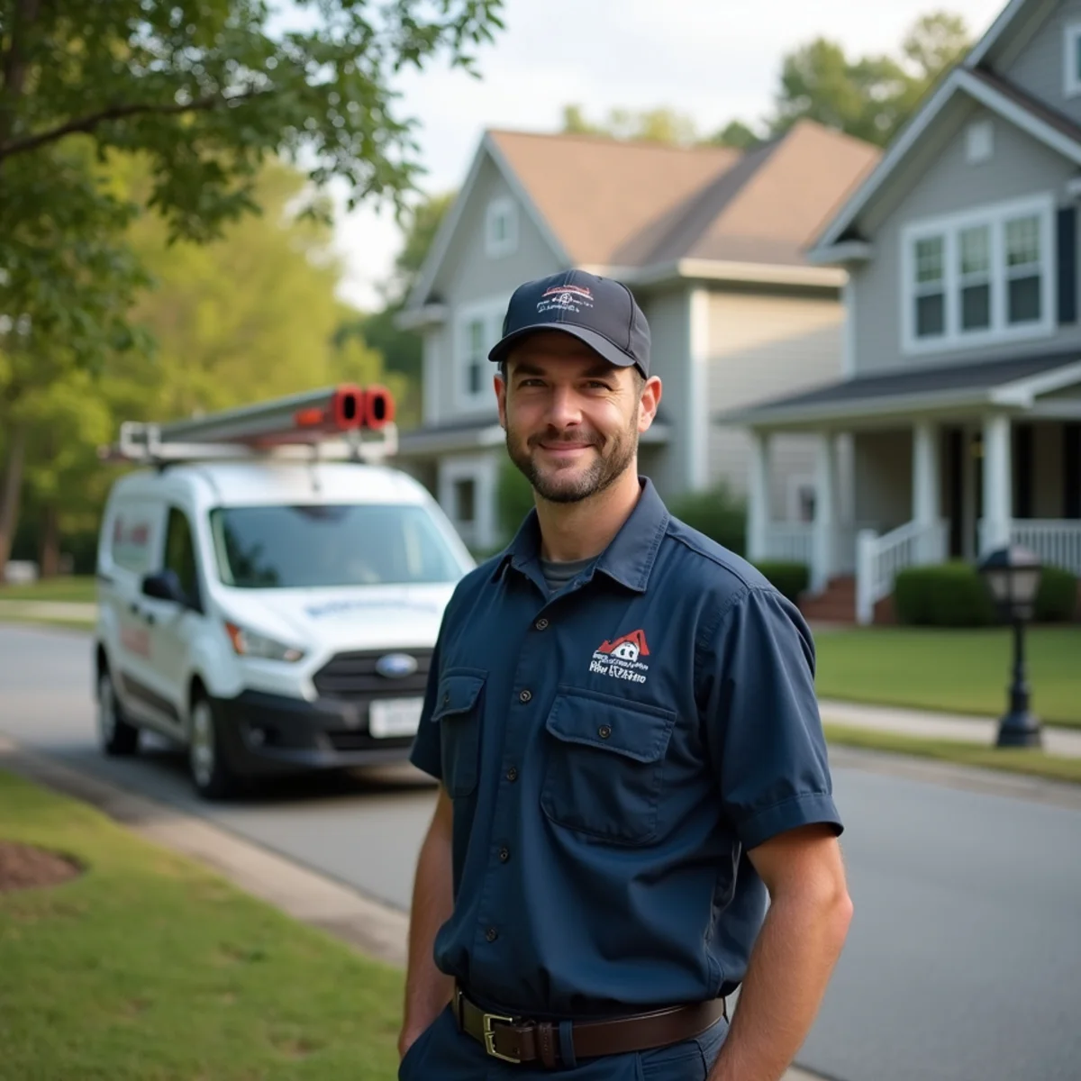 HVAC technician installing a ductless mini-split in a historic Powder Springs, Georgia cottage